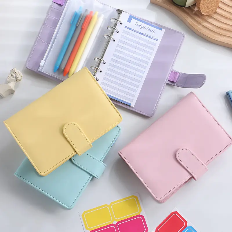 Großhandel benutzer definierte Planer Binder Notebook A5 A6 Ring Binder Budget Pu Leder Binder Clip Notebook Planer Veranstalter