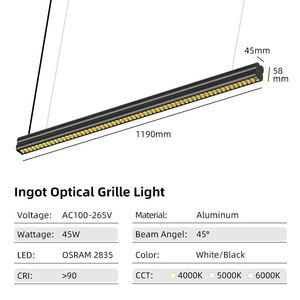 Lámpara Lineal LED Moderna para Oficina, 45W, Iluminación Arquitectónica Colgante, Lámpara de Aluminio Suspendida para Cocina y Oficina - Product Image 6
