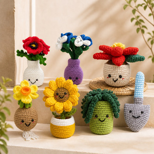 Ornement de plante en pot florale en fil crocheté fait main 2026 - Cadeau créatif culturel, décoration intérieure adorable, utilisation quotidienne apaisante - Product Image 3