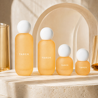 Ensemble de flacons cosmétiques carrés en verre de qualité supérieure, base épaisse, pour lotion, avec revêtement effet glace craquelée, emballage pour soins de la peau, coffret beauté