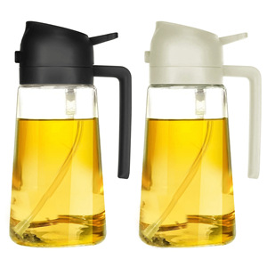 Botella dispensadora de aceite de oliva 2 en 1 de vidrio Premium 2024, herramienta de cocina de diseño moderno, doble uso para cocinar y rociar alimentos - Product Image 3