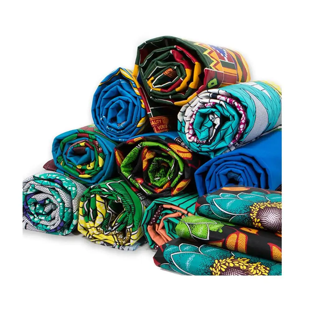 Nuovo disegno 6 metri ankara holland materiale 100% del cotone africano del tessuto della stampa della cera