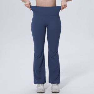 Vente en gros personnalisée de leggings de <span class=keywords><strong>yoga</strong></span> en Spandex/Nylon, longs, taille haute, unis, sans couture, froncés, à jambe large évasée, avec effet ventre plat et rehaussement des fesses - Product Image 4
