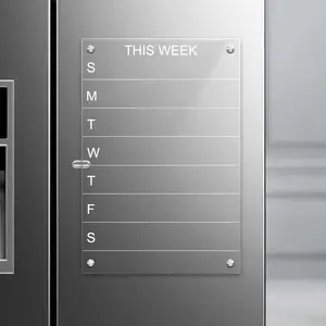 Manyetik not defteri-akrilik şeffaf haftalık yemek planlayıcısı kurulu kuru silme kurulu hafta takvim buzdolabı (mıknatıs)