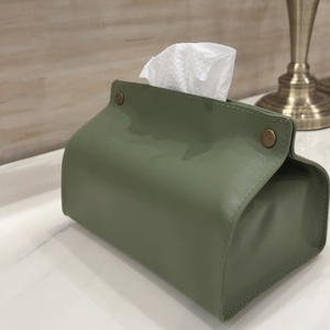 Caja de pañuelos de cuero de lujo de estilo escandinavo, soporte de papel accesible Ins de tela impermeable para sala de estar o restaurante - Product Image 3