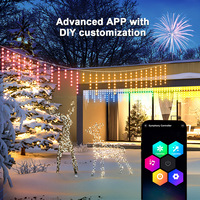 Tira de Luces LED con Control Remoto, Luces de Navidad RGBIC Inteligentes para Exteriores, IP65 Impermeables, Cambio de Color RGB, Sincronización con Música