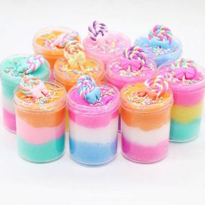 Ensemble de slime DIY tendance, éducatif, non toxique, aux couleurs arc-en-ciel, avec pâte à modeler, coton, soie, sucette et gâteau moelleux parfumé, anti-stress - Product Image 1
