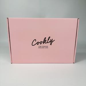 Изготовленный на заказ логотип розовая гофрированная почтовая упаковочная коробка для печенья Макарон пончик печенье - Product Image 2