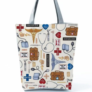 Bolsa de Hombro Médica con Diseño de Latido de Corazón para Enfermeras, Hombres y Mujeres, Bolsa de Mano con Símbolos Médicos de Gran Capacidad - Product Image 1