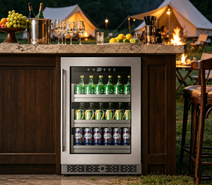 Réfrigérateur commercial à porte vitrée simple en acier inoxydable, refroidisseur de vin et de boissons, refroidisseur sous comptoir - Product Image 1