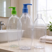 Bouteille pompe PET transparente de 500 ml, distributeur de savon liquide rechargeable pour le lavage corporel, la lessive intime et le nettoyage des yeux