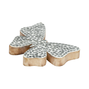Figurina di Farfalla in Mosaico di Vetro con Base in Legno di Mango, Scultura Decorativa per Casa, Bagno, Ufficio e Stanza - Product Image 3