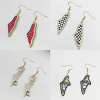 Boucles d'oreilles en forme de carte de Palestine en émail, bijoux tendance, vente chaude, pour femmes