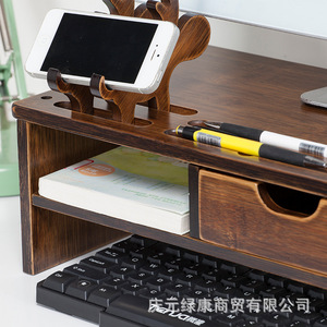 Soporte Elevador de Monitor de Bambú Rectangular, Organizador de Almacenamiento para Teclado de Escritorio, Multifuncional, para Ordenar el Escritorio - Product Image 4