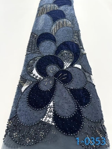 Tissu de dentelle à perles 2025 en vogue, broderie de roses, perles collées, tissu de dentelle nuptiale pour la <span class=keywords><strong>vente</strong></span> en gros, fabriqué en Chine - Product Image 4