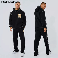 Sweat à capuche OEM personnalisé Contract Stitch surdimensionné Contrast Stitch Logo personnalisé Homme Fabricant Ensemble sweat à capuche et pantalon Survêtement