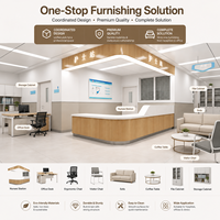 Bureau d'accueil moderne en forme de L pour infirmières, comptoir personnalisé pour hôpital ou clinique avec rangement et éclairage LED