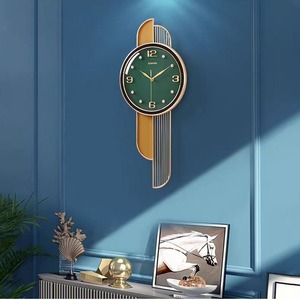 Nordic Modern Minimalist Wall Clock Green Face Gold Frame Battery Powered Living Room Decor - Product Image 2