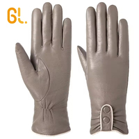 Gants en cuir de mouton véritable GL4 pour femme, style robe douce, pour conductrice