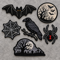 Patchs brodés gothiques APEX, patchs personnalisés avec logo de marque, motif corbeau, chauve-souris, araignée, patchs brodés thermocollants haute densité