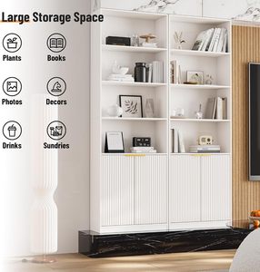 Estantería alta <span class=keywords><strong>con</strong></span> puerta, estante de exhibición de estantería de pie, <span class=keywords><strong>muebles</strong></span> de decoración del hogar <span class=keywords><strong>para</strong></span> sala de estar - Product Image 6