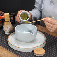 Nouvel ensemble de fouets à matcha 5, 6 ou 7 pièces – Kit de matcha en céramique premium avec fouet, bol, tamis, porte-tasse, cuillère en bambou et outils à thé