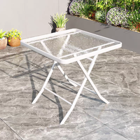 Nouvelle conception de table carrée en verre ondulé pliable pour l'extérieur, portable, durable, imperméable, en verre trempé
