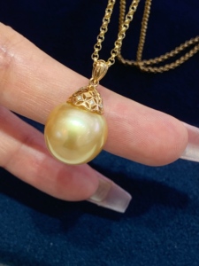 Stylish Durable Polished 18K <b>Solid</b> <b>Gold</b> <b>pendant</b> accessories Inlaid Tiny Clear Diamond For Pearl <b>Pendant</b> Necklace Handmade - Product Image 3