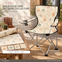 Chaise de camping en gros pour événements en plein air avec porte-gobelet latéral et logo et motif personnalisés pour soirées autour du feu de camp
