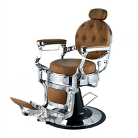 Chaise de coiffure de luxe avec cadre en métal argenté, réglable en hauteur par vérin hydraulique, pour salon de coiffure et atelier, chaise de barbier