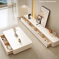 Meuble de salon moderne et luxueux pour la maison Meuble TV en ardoise et table basse combinés pour petits appartements Utilisation légère sur pied
