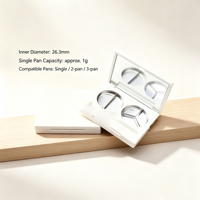Palette de maquillage carrée blanche vide en gros, personnalisable avec logo, boîte compacte simple à 2 compartiments pour fard à joues avec miroir pour emballage de poudre cosmétique