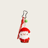 Porte-clés en peluche de Noël avec clochette, mousqueton métallique, pendentif figurine en peluche (homme pain d'épices, Père Noël, sapin de Noël, couronne), breloque de sac