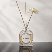 Bouteille en verre gaufrée de luxe vintage 50ml 100ml pour diffuseur à bâtonnets, avec logo personnalisé, récipient d'arôme haut de gamme pour la décoration intérieure haut de gamme