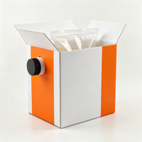 Emballage Bag-in-Box 3L avec sac intérieur aseptique en aluminium et valve papillon orange pour distributeur de jus, vin, sirop et liquides
