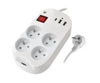 Prise de type français, 6 voies, 16A, 230V~ avec protection enfant et interrupteur
