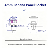 Connecteur de test 4 mm à montage sur panneau, prise banane et borne de liaison, en laiton nickelé avec gaine isolée PA, pour instrument de laboratoire