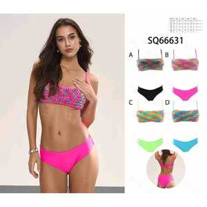 Nuovo Set Bikini a Triangolo da Donna Due Pezzi per l'Estate, Top Halter e Slip a Vita Alta con Laccetti Laterali, Ideale per la Spiaggia - Vendita all'Ingrosso sq66631 - Product Image 1