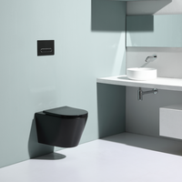 WC suspendu Western Cera avec réservoir encastré, cuvette de toilette murale noire mate sans bride