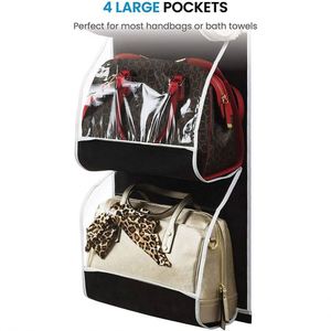 Over Door Wall Hanging Transparent Storage Bag Clear Storage Organizer Holder for <b>Handbag</b> Clothing Scarves - Product Image 6