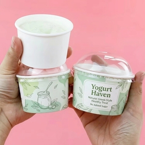 Envase Desechable Personalizado para Llevar, Contenedor para Yogurt y Pastel, Vaso de Papel Pequeño para Helado con Tapa de Domo - Product Image 3