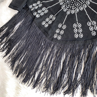 Robes noires sexy à franges perlées en maille pour femmes, style Europe et États-Unis