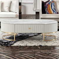 Offre Spéciale personnalisé haut de gamme italien de luxe salon meubles or en acier inoxydable marbre artificiel pu table basse