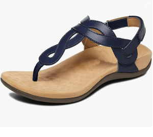 Sandales orthopédiques pour femmes avec soutien de la voûte plantaire, confortables, à lanières en T, orthopédiques, plates et décontractées - Product Image 4