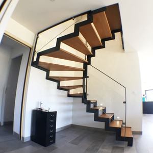 ग्लास रेलिंग डबल बीम सीढ़ी स्टील लकड़ी घर आंतरिक निर्माण सर्पिल सीढ़ी द्वैध मचान सीढ़ी अनुकूलन - Product Image 6