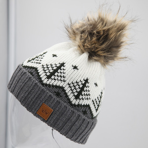 Femmes Hiver Mode Personnalisé 100% Acrylique Bonnet Jacquard Pom Pom Bonnet Avec Pompon En <span class=keywords><strong>Fourrure</strong></span> De <span class=keywords><strong>Renard</strong></span> - Product Image 4