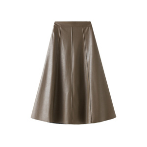 Jupes longues en similicuir pour femmes, sur mesure, automne-hiver 2024, taille haute, luxe, élégantes, chic, décontractées, <span class=keywords><strong>jupe</strong></span> midi en PU - Product Image 1