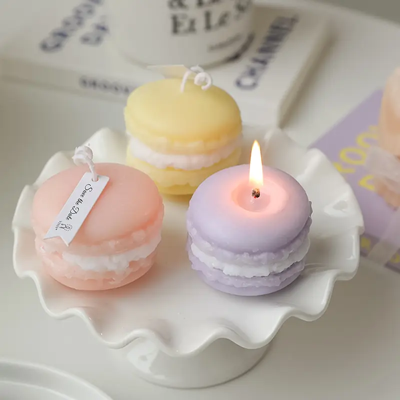 Hoge Kwaliteit Groothandel Nieuwigheid Geschenken Feest Nieuwigheden Papier Snoep Aromatherapie Verjaardagscadeau Macaron Geurkaarsen