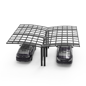 Abri de voiture double en aluminium courbé (panneau PC fumé) pour villa, jardin, allée - Anti-UV et isolation phonique - Product Image 2