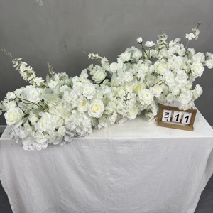 DKB Wholesale Wedding Table Flower White Rose Hydrangea Orchid Flower Runner for Centerpiece Backdrop - Product Image 1